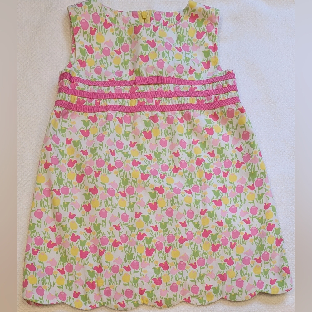 Vintage Lilly Pulitzer Pink and Yellow Tulip Toddlers Dress Size 2T